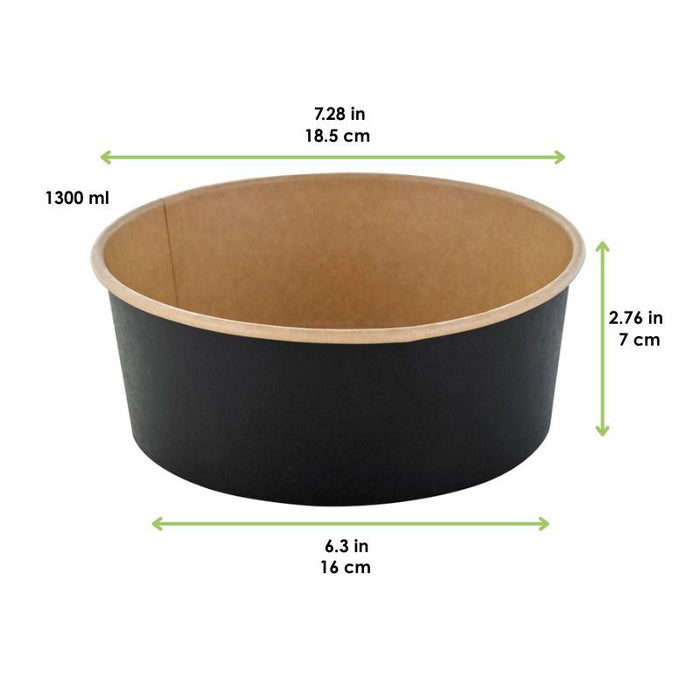 Insalatiera Buckaty in cartone nero e interno kraft antiunto (C/PAP 81)  H65mm 1300ml