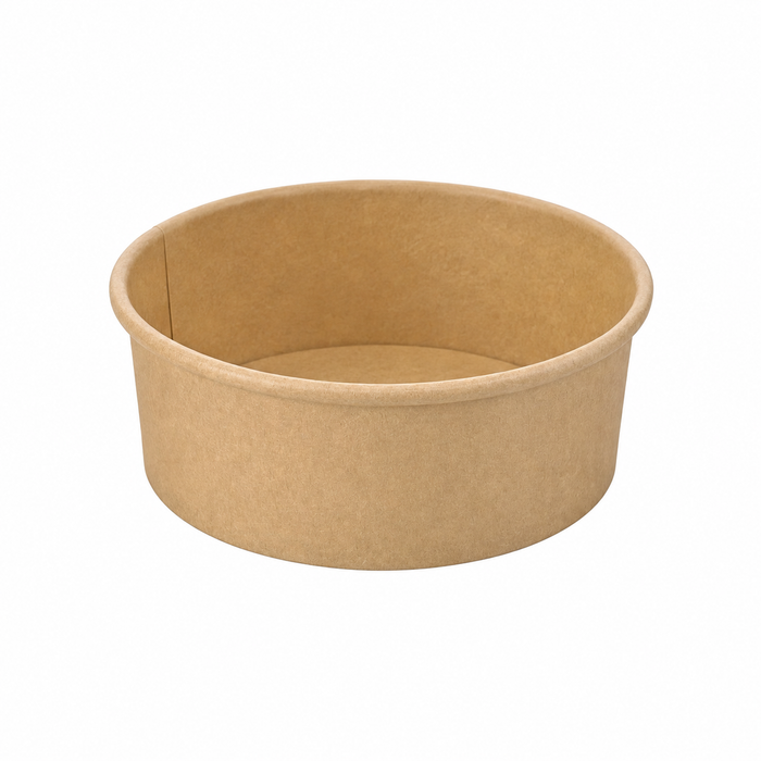 Insalatiera "Buckaty" multiuso, tonda in cartone kraft - 1500 ml - Ø 18,6 cm - H 6,6 cm - 50 pezzi