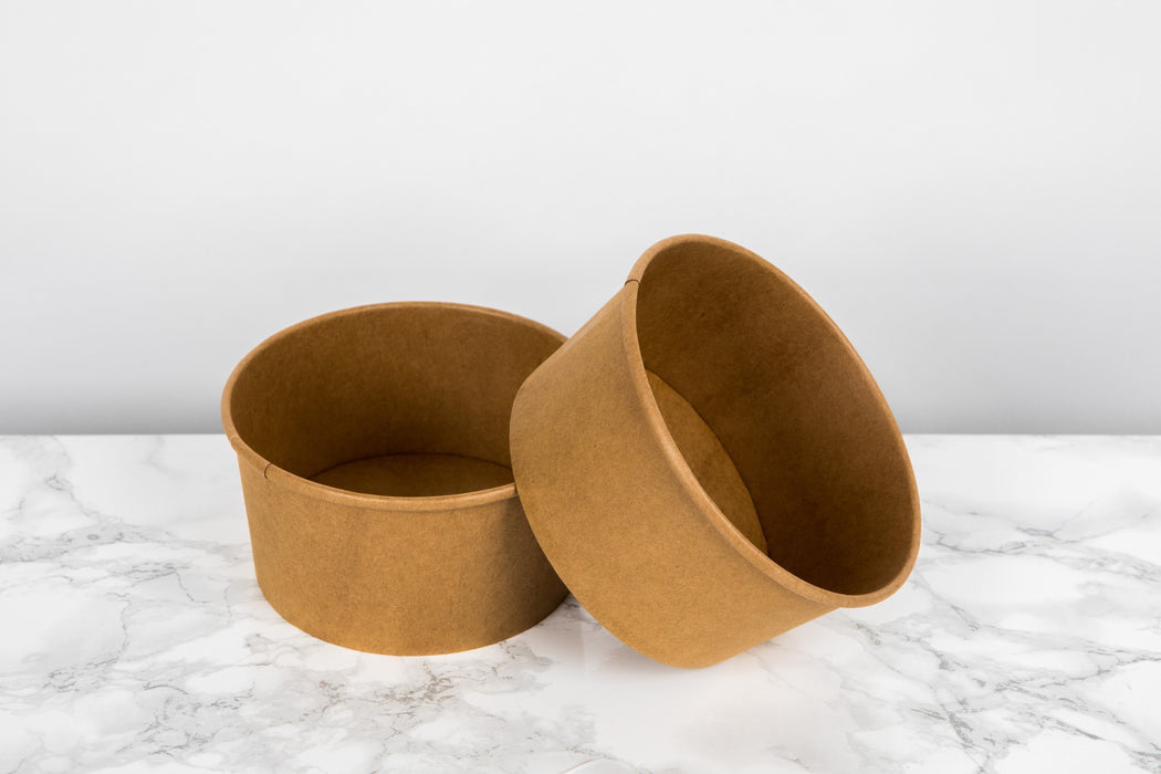 Insalatiera "Buckaty" multiuso, tonda in cartone kraft - 1560 ml - Ø 18,5 cm - H 8,2 cm - 45 pezzi