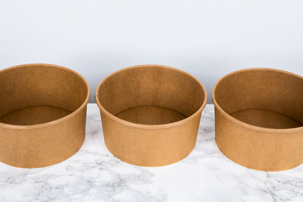 Insalatiera "Buckaty" multiuso, tonda in cartone kraft - 1560 ml - Ø 18,5 cm - H 8,2 cm - 45 pezzi