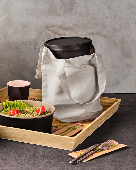 Insalatiera Buckaty in cartone nero e interno kraft antiunto (C/PAP 81) - 480 ml - Ø 15 cm - H 4,5 cm - 45 pezzi