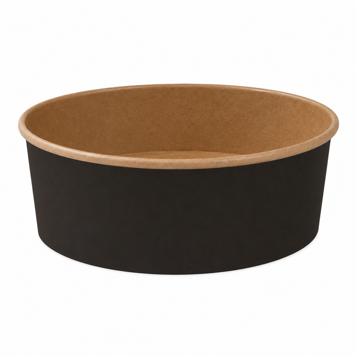 Insalatiera "Buckaty" multiuso, tonda in cartone marrone scuro - 750 ml - Ø 14,2 cm - H 7 cm - 50 pezzi