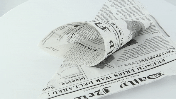 Cono in carta antiunto, decorazione stampa di giornale 380x300mm H300mm 960ml