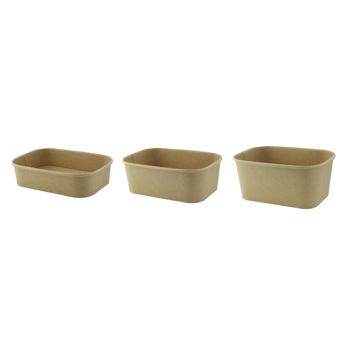 Vaschetta "Recaty" in cartone kraft rigido - 1000 ml - 17 cm x 12 cm x 7,5 cm - 25 pezzi