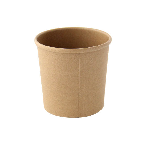 Contenitore in cartone marrone scuro per alimenti caldi e freddi - 140 ml - Ø 7,2 cm - H 5,6 cm - 100 pezzi