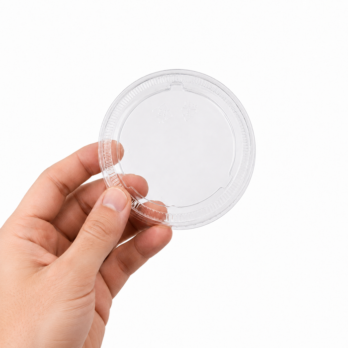 Coperchio piatto in PET trasparente - Ø 6,5 cm - H 0,5 cm - 100 pezzi