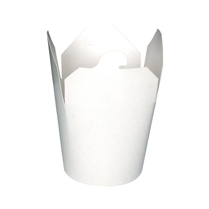 Contenitore tondo in cartone bianco stile orientale, chiusura a incastro - 450 ml - Ø 8,3 cm - H 10 cm - 50 pezzi