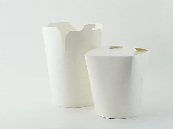 Contenitore tondo in cartone bianco stile orientale, chiusura a incastro  H100mm 450ml