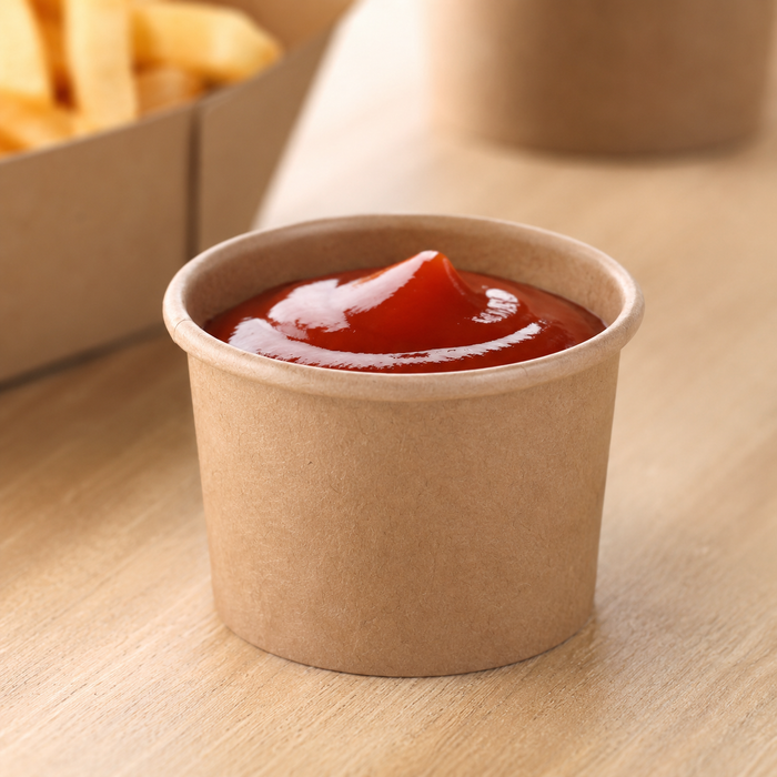 Contenitore in cartone kraft plastic-free waterbased per alimenti caldi e freddi (C/PAP 81) - 75 ml - Ø 6,1 cm - H 4 cm - 50 pezzi