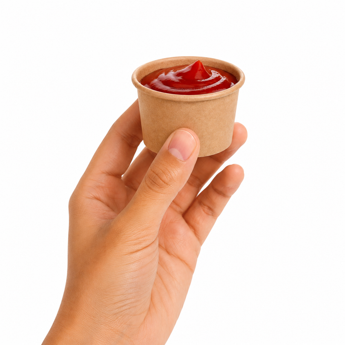Contenitore in cartone kraft plastic-free waterbased per alimenti caldi e freddi (C/PAP 81) - 75 ml - Ø 6,1 cm - H 4 cm - 50 pezzi
