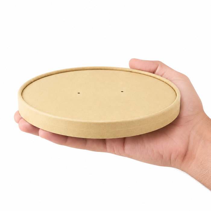 Coperchio in cartone kraft plastic-free waterbased per alimenti caldi e freddi (C/PAP 81) - Ø 6,1 cm - H 0,75 cm - 50 pezzi