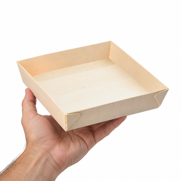 Vassoio "Samurai" in legno - 17,1 cm x 17 cm x 3,2 cm - 100 pezzi