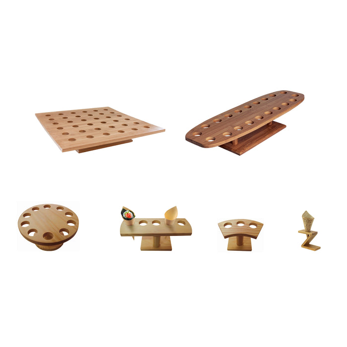 Supporto in bambù a 10 fori per coni - Ø 17,8 cm - H 9,2 cm - 2 pezzi