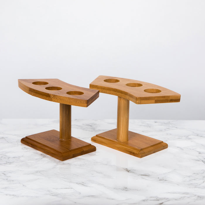 Supporto in bambù a 3 fori per coni - 16 cm x 7,5 cm x 9 cm - 10 pezzi