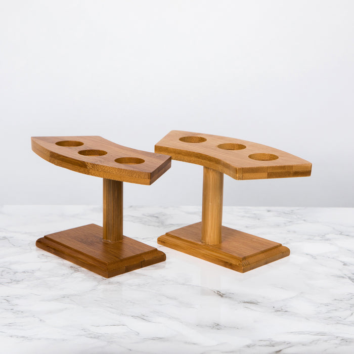 Supporto in bambù a 3 fori per coni - 16 cm x 7,5 cm x 9 cm - 10 pezzi