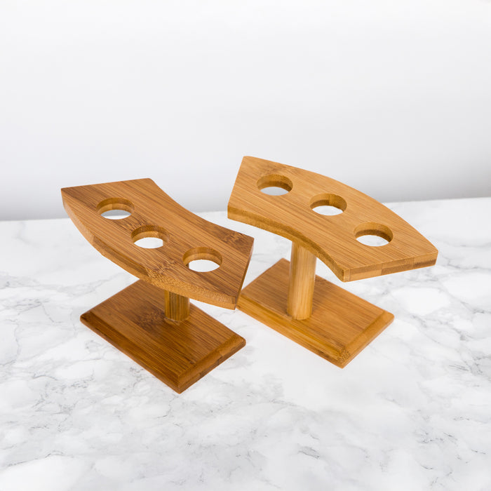 Supporto in bambù a 3 fori per coni - 16 cm x 7,5 cm x 9 cm - 10 pezzi