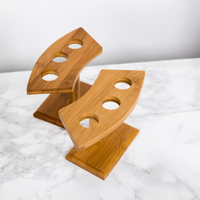 Supporto in bambù a 3 fori per coni - 16 cm x 7,5 cm x 9 cm - 10 pezzi
