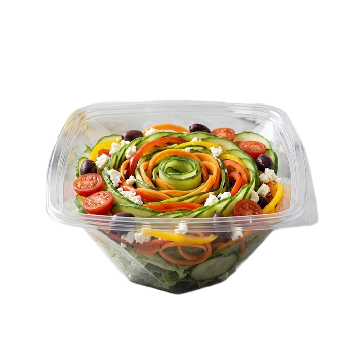 Insalatiera RPET quadrata trasparente - 1000 ml - 20 cm x 20 cm x 8 cm - 100 pezzi