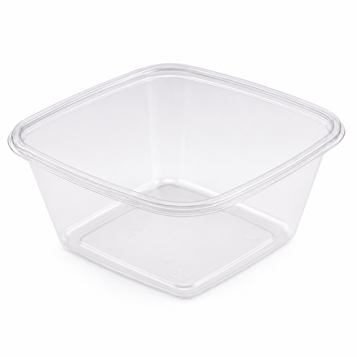 Insalatiera in PET quadrata trasparente - 750 ml - 16 cm x 16 cm x 7 cm - 100 pezzi