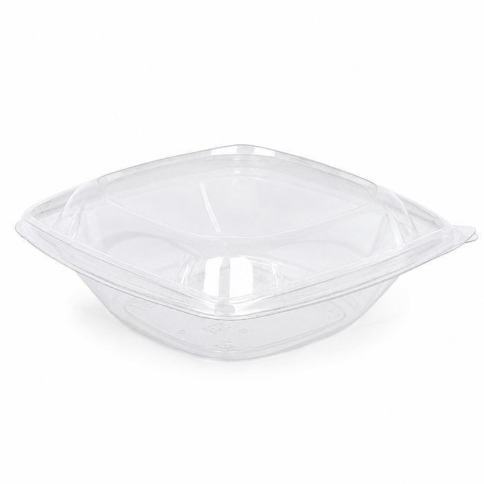 Insalatiera in PET quadrata con coperchio - 1000 ml - 19 cm x 19 cm x 7,5 cm - 25 pezzi
