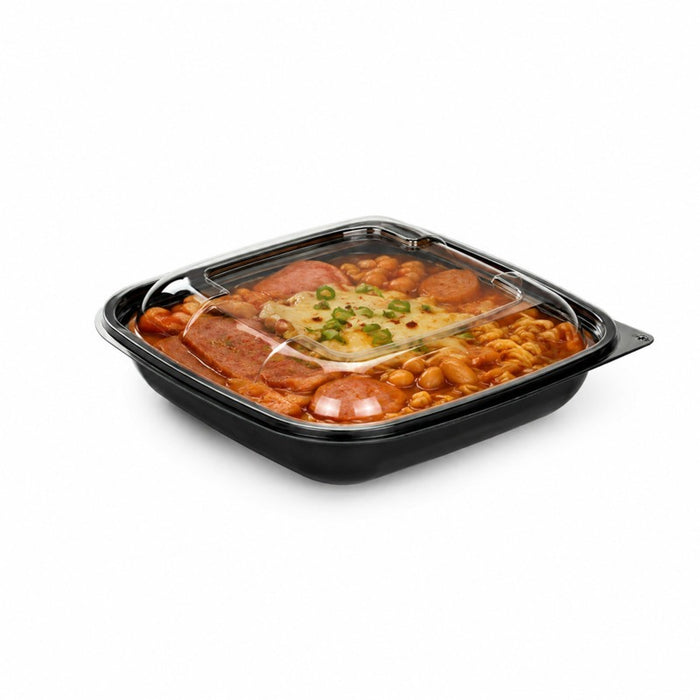 Insalatiera in PET quadrata nera con coperchio 190x190mm H65mm 750ml