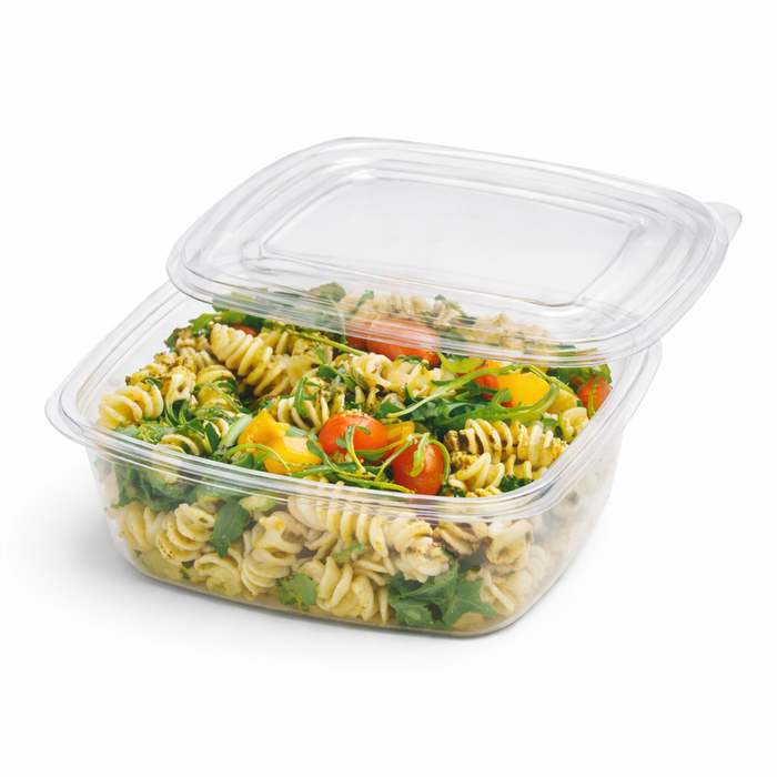 Insalatiera quadrata PET + coperchio - 480 ml - 13 cm x 13 cm x 6 cm - 25 pezzi