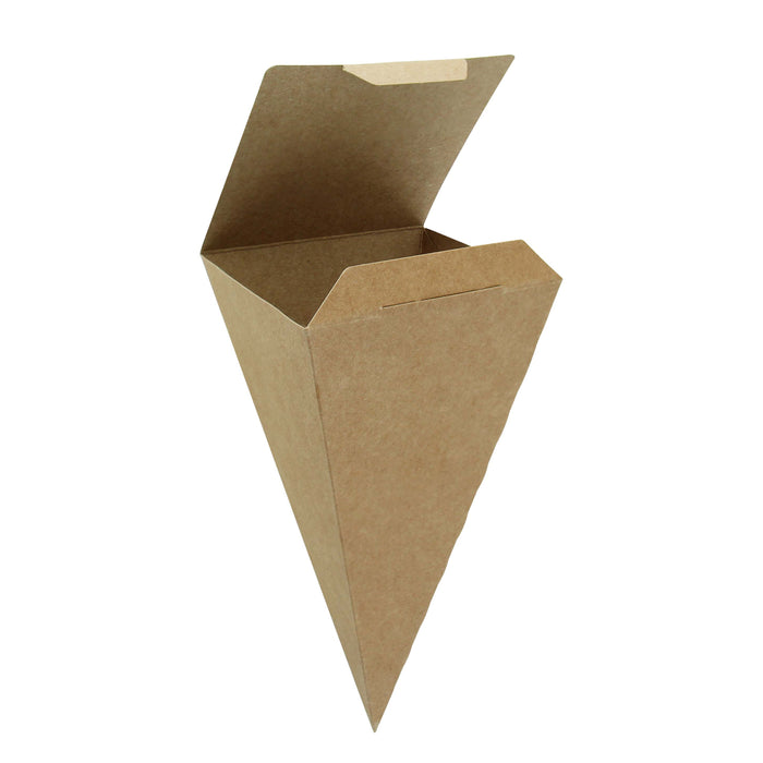 Cono da snack richiudibile in cartone kraft - 9 cm x 9 cm x 19 cm - 25 pezzi