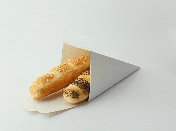 Cono da snack richiudibile in cartone bianco  90x90mm H190mm