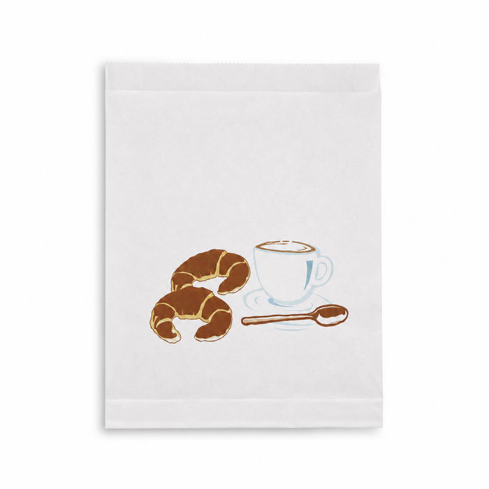 Sacchetto multiuso in carta bianca, decorazione croissant - 18 cm x 8 cm x 28 cm - 1000 pezzi