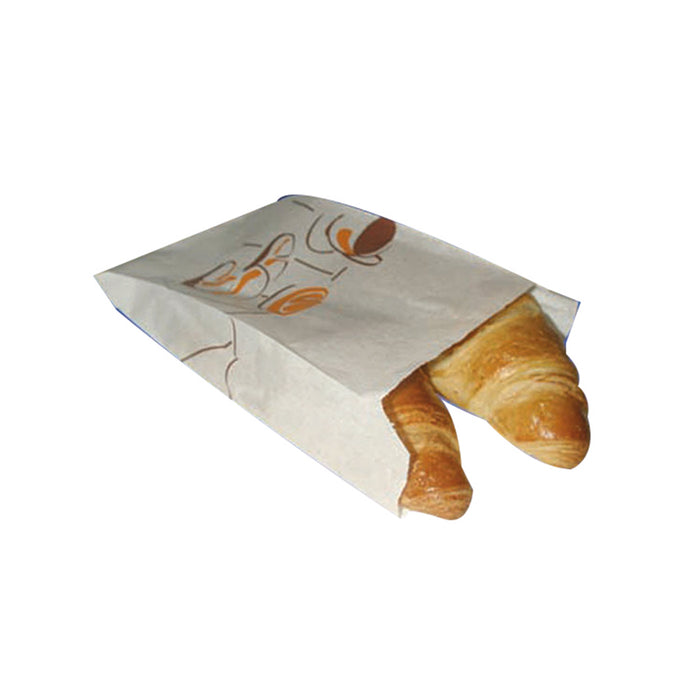 Sacchetto multiuso in carta bianca, decorazione croissant - 12 cm x 5 cm x 16 cm - 1000 pezzi