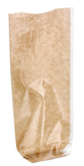 Sacchetto trasparente con fondo in cartone kraft - H 26 cm - 100 pezzi