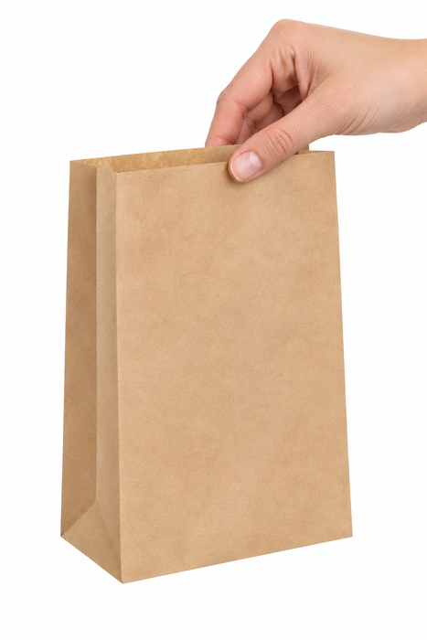 Sacchetto multiuso in carta scura kraft antiunto - 14 cm x 7 cm x 21 cm - 250 pezzi