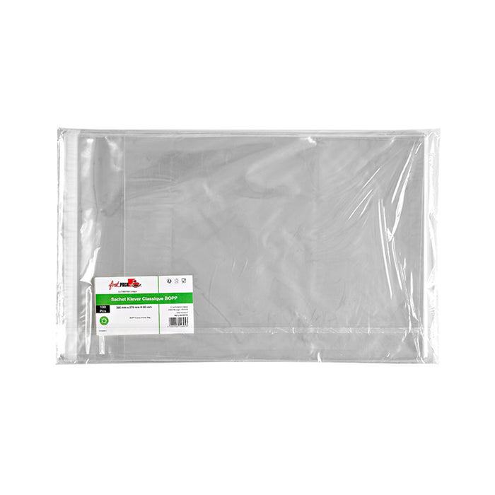 Bustina "Klever" richiudibile in BOPP - 36 cm x 27 cm x 8 cm - 100 pezzi