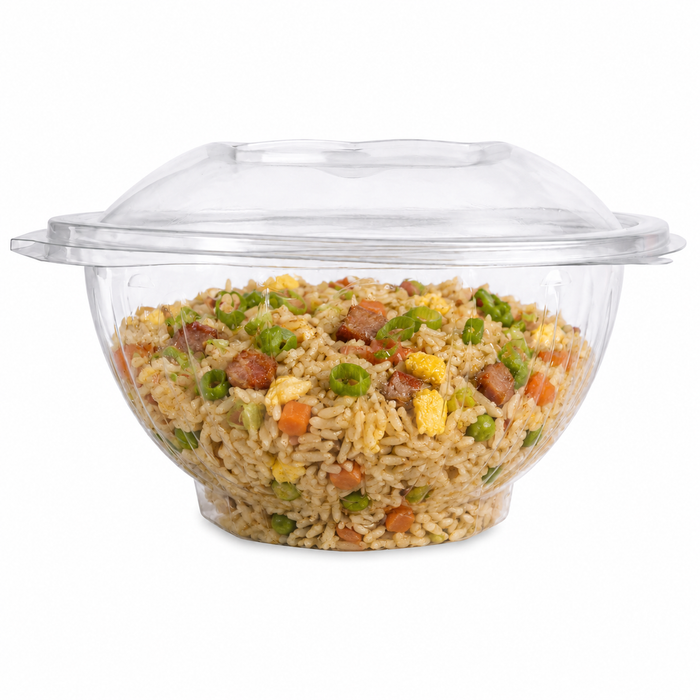 Insalatiera in PET tonda con coperchio a cerniera - 750 ml - Ø 15,1 cm - H 6 cm - 50 pezzi
