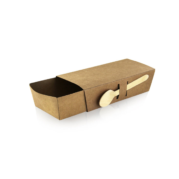 Coperchio in cartone kraft per barchetta porta-snack (PAP22) - 21,5 cm x 9 cm x 5,3 cm - 50 pezzi