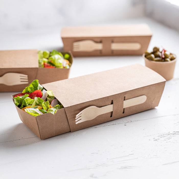 Coperchio in cartone kraft per barchetta porta-snack (PAP22) - 21,5 cm x 9 cm x 5,3 cm - 50 pezzi