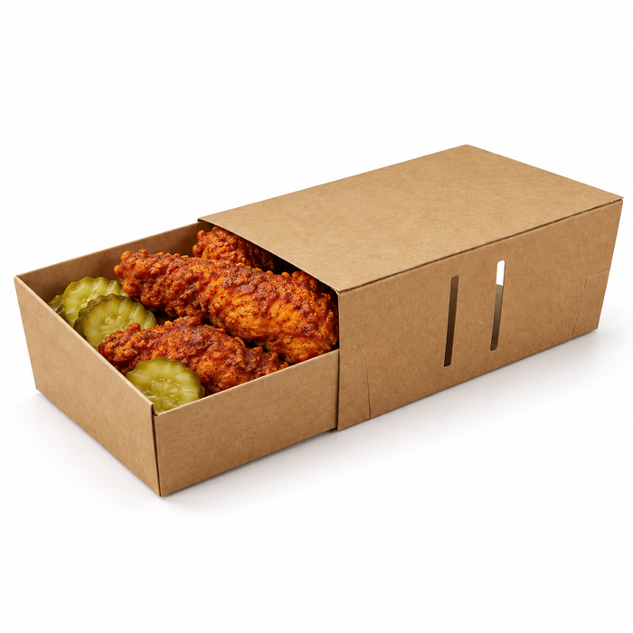 Coperchio in cartone kraft per barchetta porta-snack (PAP22) - 21,5 cm x 9 cm x 5,3 cm - 50 pezzi