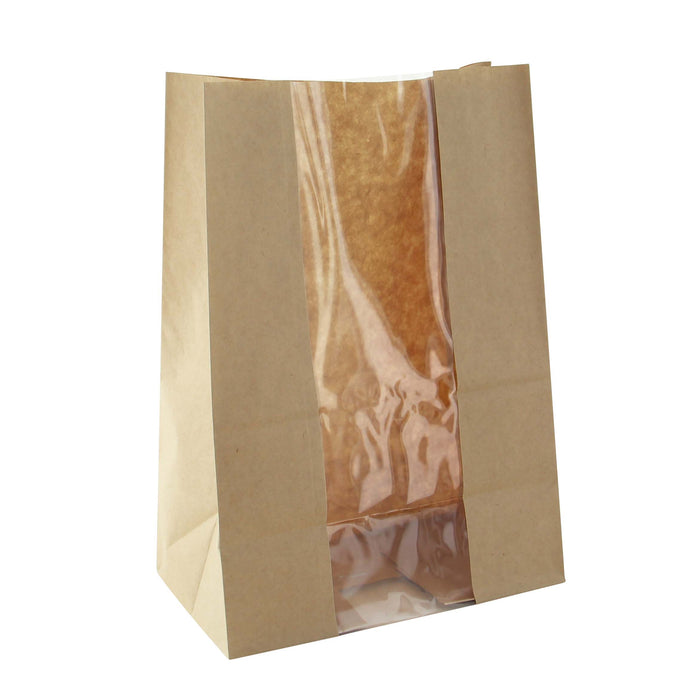 Sacchetto "SOS" in carta kraft con finestra - 18 cm x 11 cm x 26,5 cm - 125 pezzi