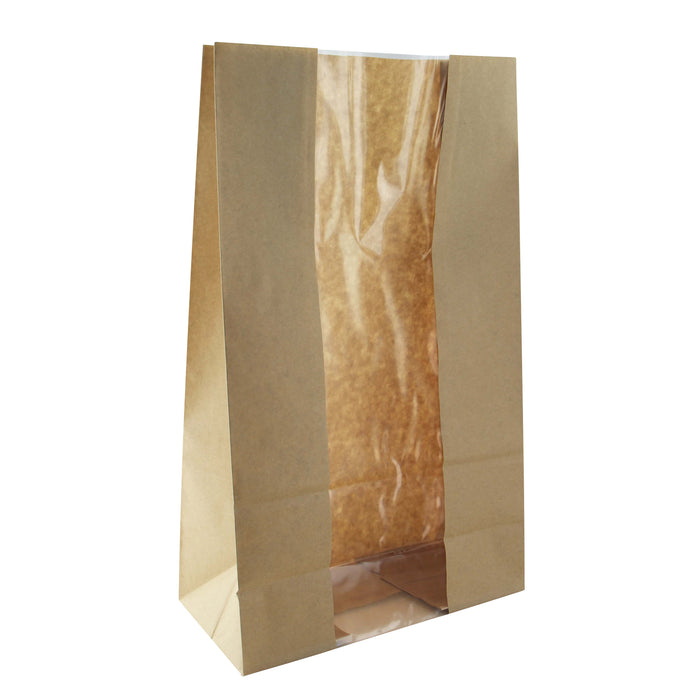 Sacchetto "SOS" in carta kraft con finestra - 22,5 cm x 12 cm x 37,5 cm - 125 pezzi