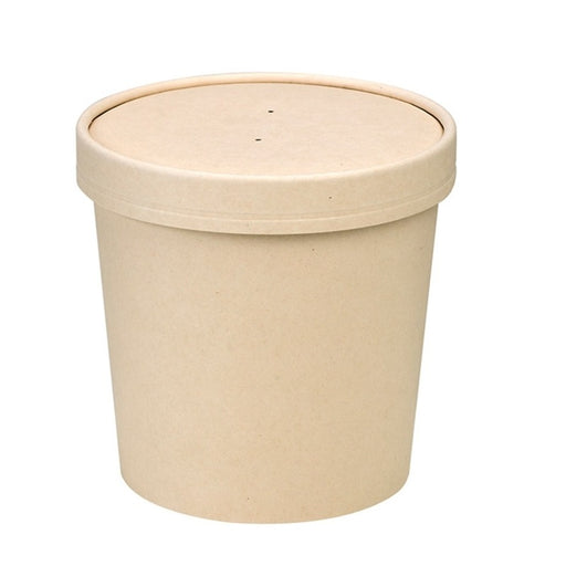Contenitore in cartone kraft per alimenti caldi e freddi laminato in PLA, con coperchio  H110mm 710ml