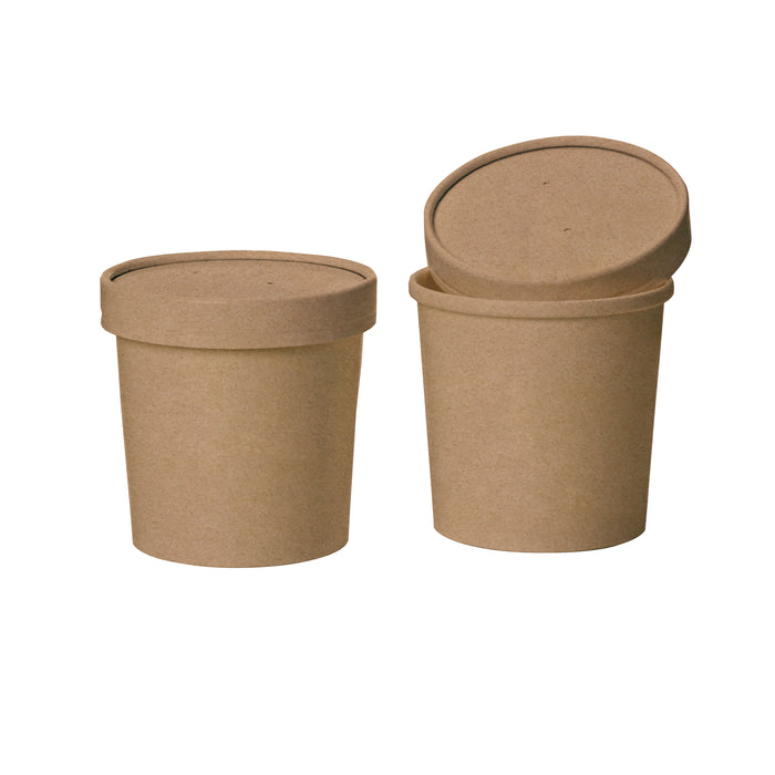 Contenitore in cartone kraft per alimenti caldi e freddi - 360 ml - Ø 9 cm - H 8,9 cm - 50 pezzi