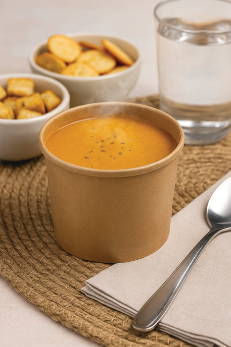 Contenitore in cartone kraft per alimenti caldi e freddi - 360 ml - Ø 9 cm - H 8,9 cm - 50 pezzi