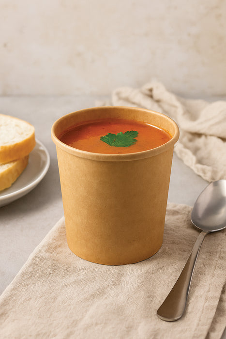 Contenitore in cartone kraft per alimenti caldi e freddi - 500 ml - Ø 9,7 cm - H 10,1 cm - 50 pezzi