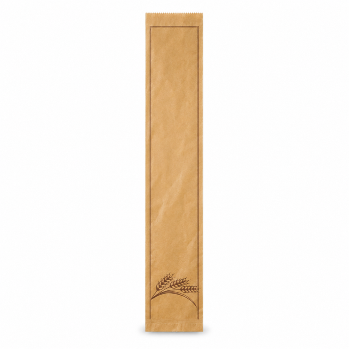 Sacchetto da pane in carta kraft decorazione marrone - 12 cm x 8 cm x 49 cm - 1000 pezzi