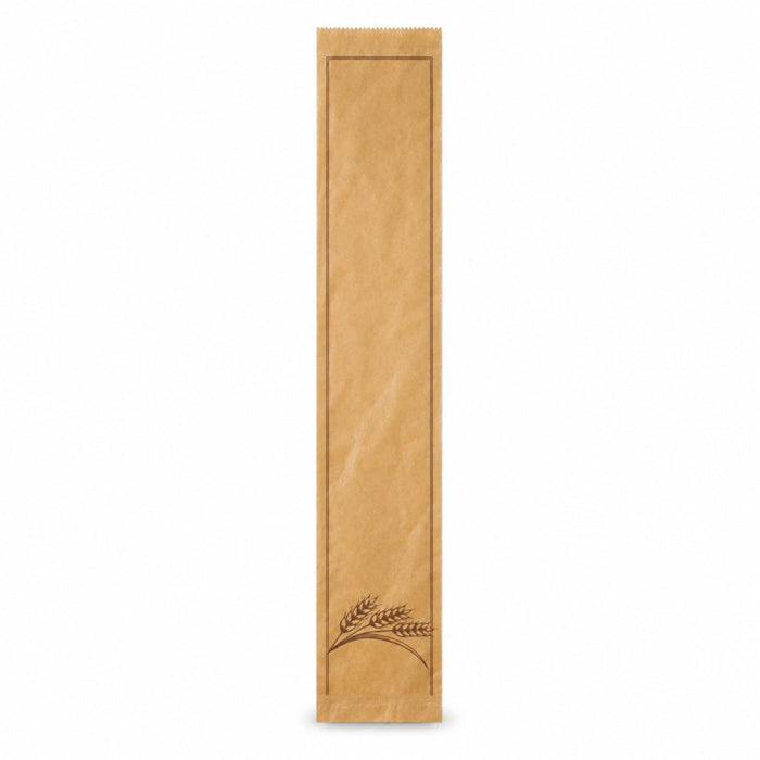 Sacchetto da pane in carta kraft decorazione marrone 120x80mm H490mm