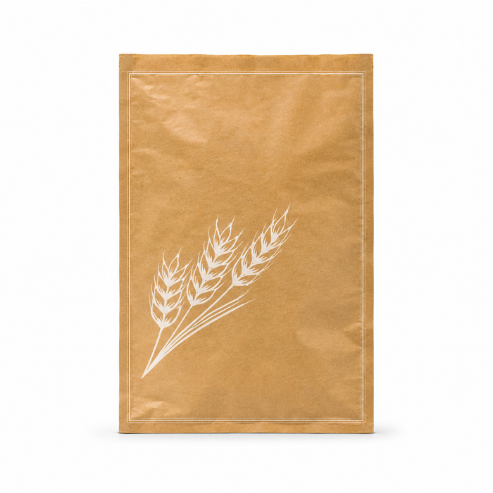 Sacchetto da pane in carta kraft decorazione bianca - 24 cm x 8 cm x 41 cm - 1000 pezzi