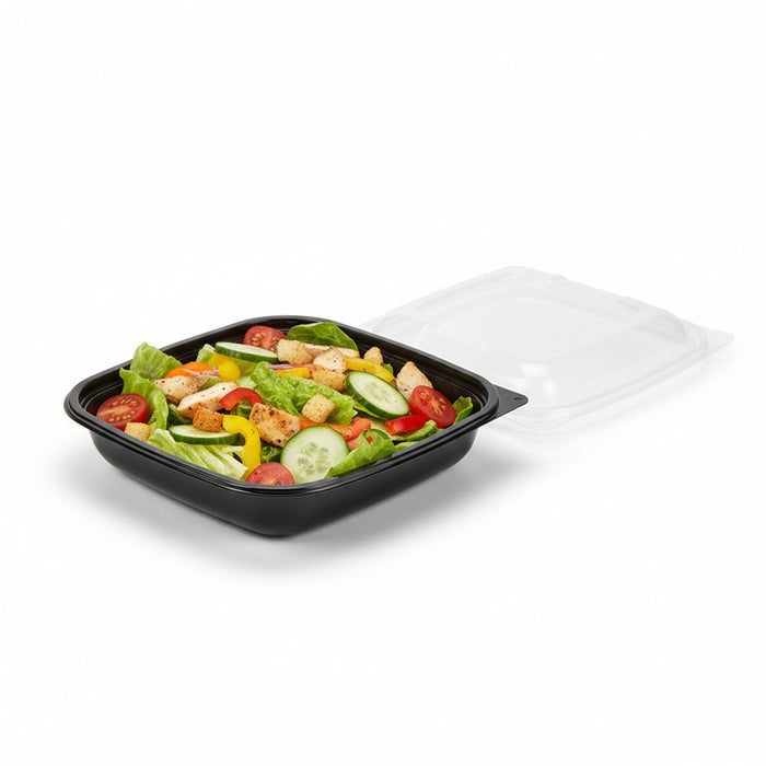 Insalatiera in PET quadrata nera con coperchio 190x190mm H45mm 750ml