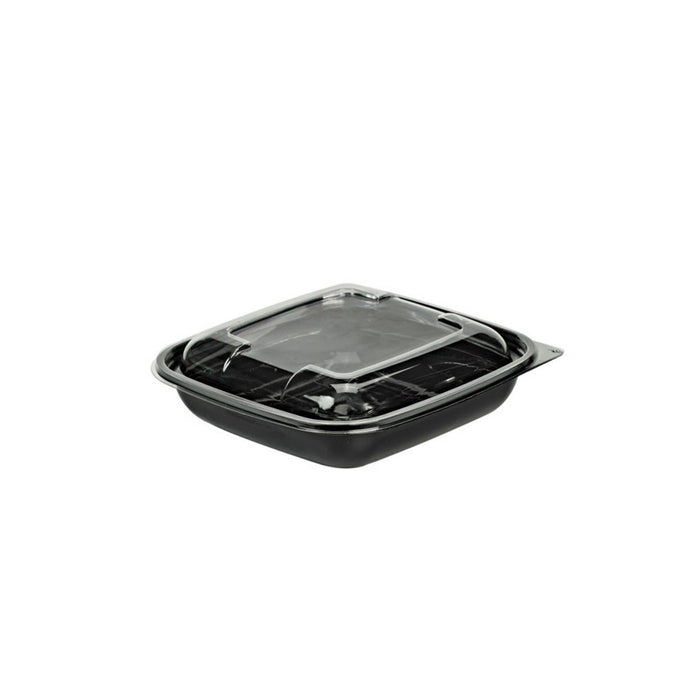 Insalatiera in PET quadrata nera con coperchio 190x190mm H45mm 750ml