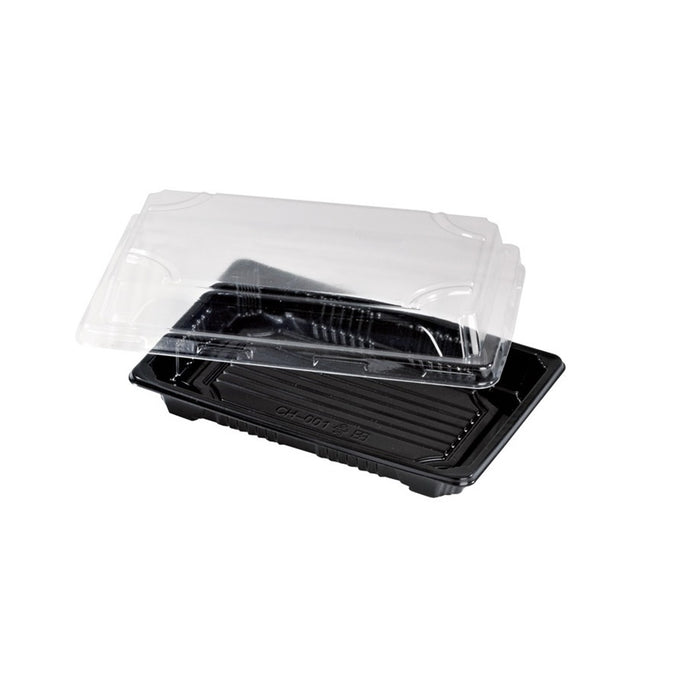 Barchetta "Suky" in plastica nera con coperchio trasparente 170x120mm H40mm