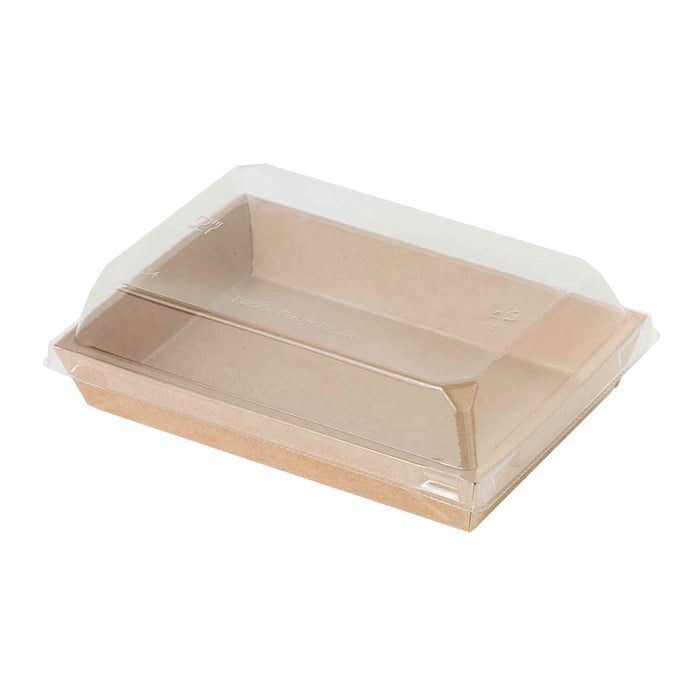 Vaschetta sushi in cartone kraft + cop PET (C/PAP81 + PET1) - 15,3 cm x 10,2 cm x 2,5 cm - 50 pezzi